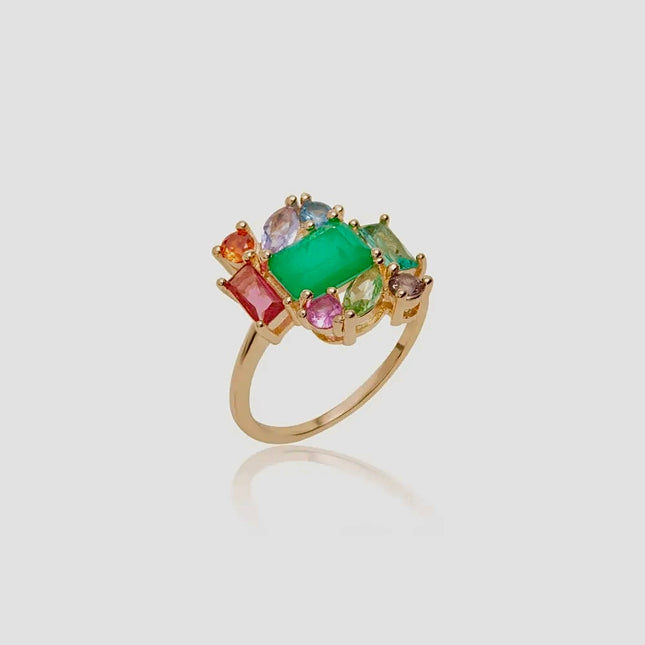 Colourful crystal ring