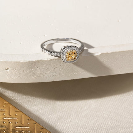 Sterling silver square citrine ring