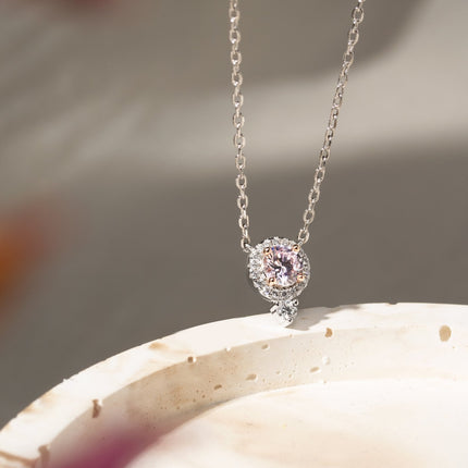 Sterling silver morganite crystal set
