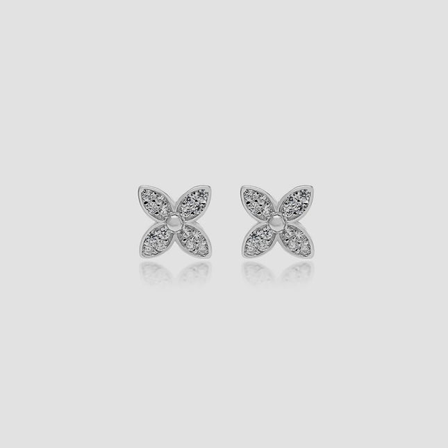 Sterling silver flower zirconia earrings