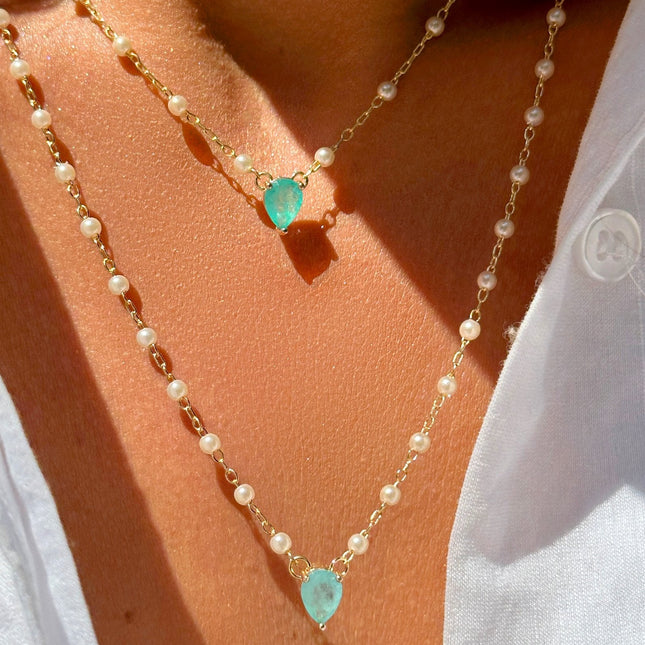 Scapular baroque pearls and drop crystal tourmaline
