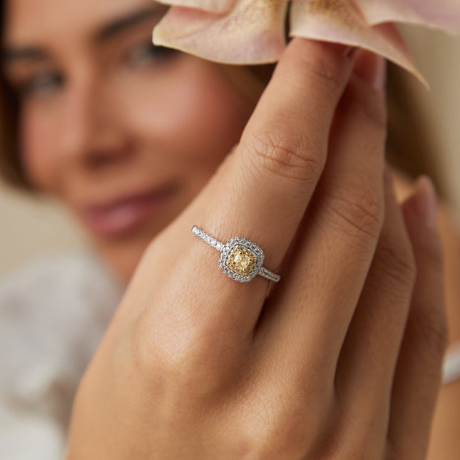Sterling silver square citrine ring