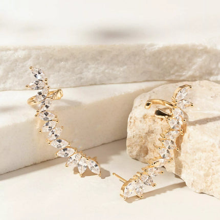 Long ear cuff zirconia earrings