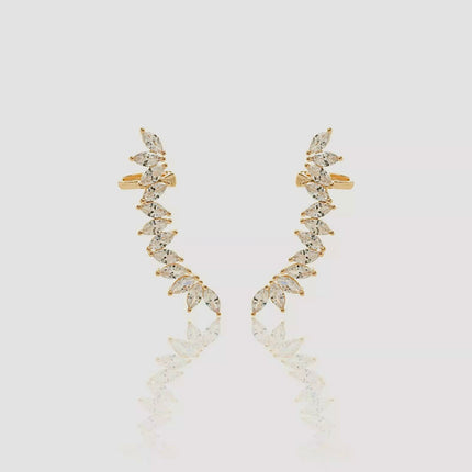 Long ear cuff zirconia earrings