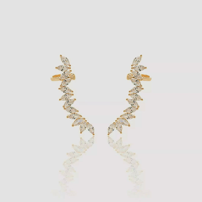 Long ear cuff zirconia earrings