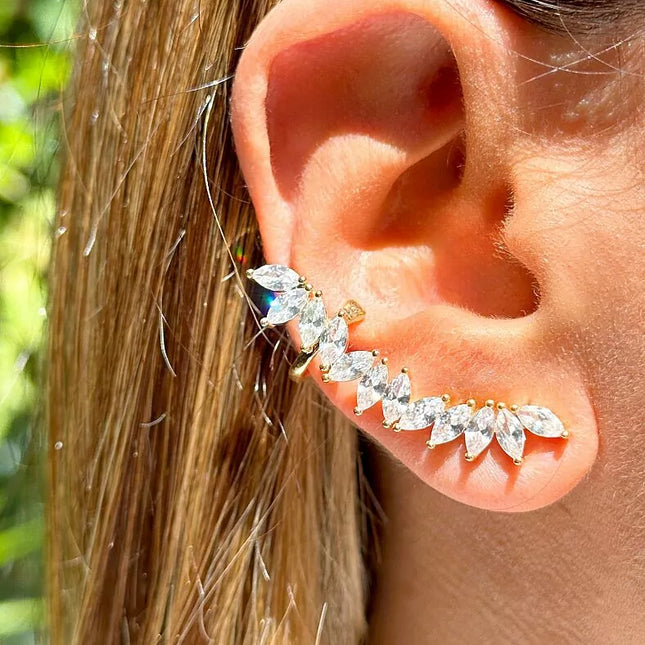 Long ear cuff zirconia earrings