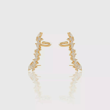 Long ear cuff zirconia earrings