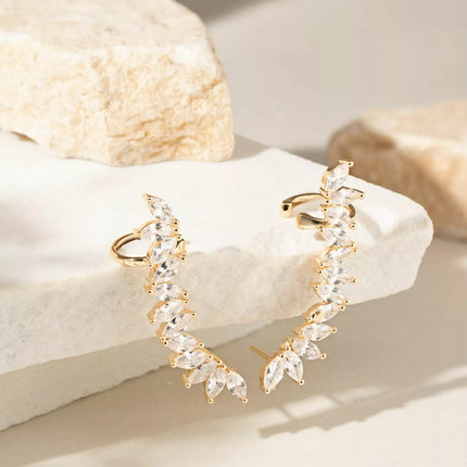 Long ear cuff zirconia earrings