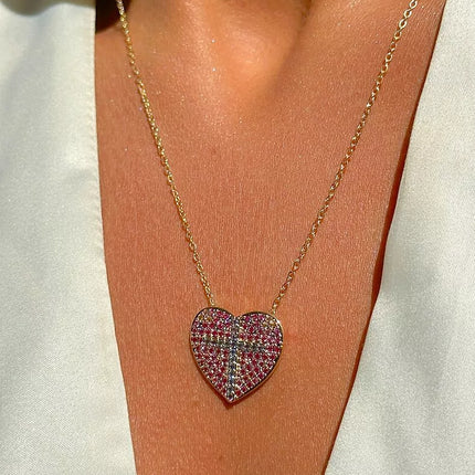 double heart zirconia necklace