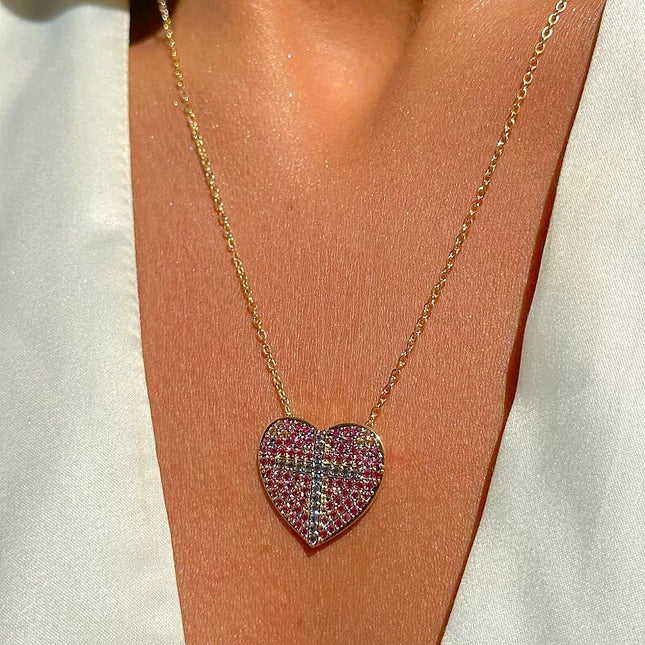 double heart zirconia necklace