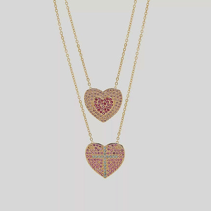 double heart zirconia necklace