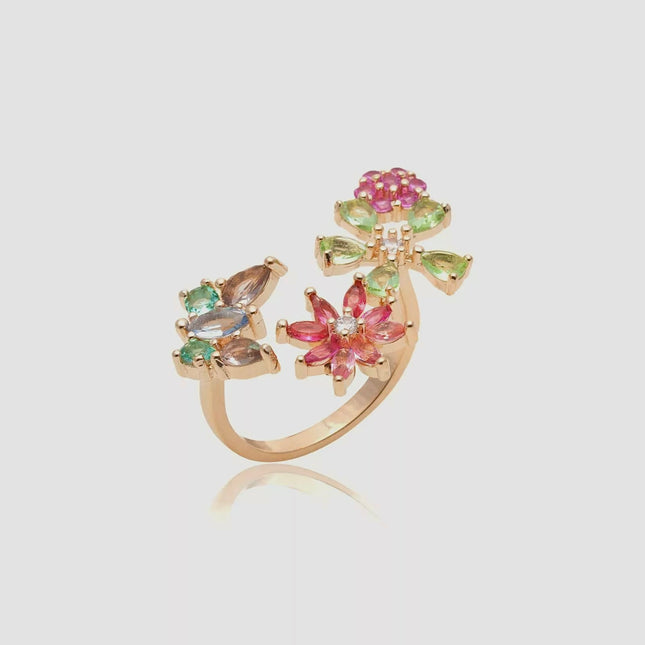 Colourful crystal mix ring