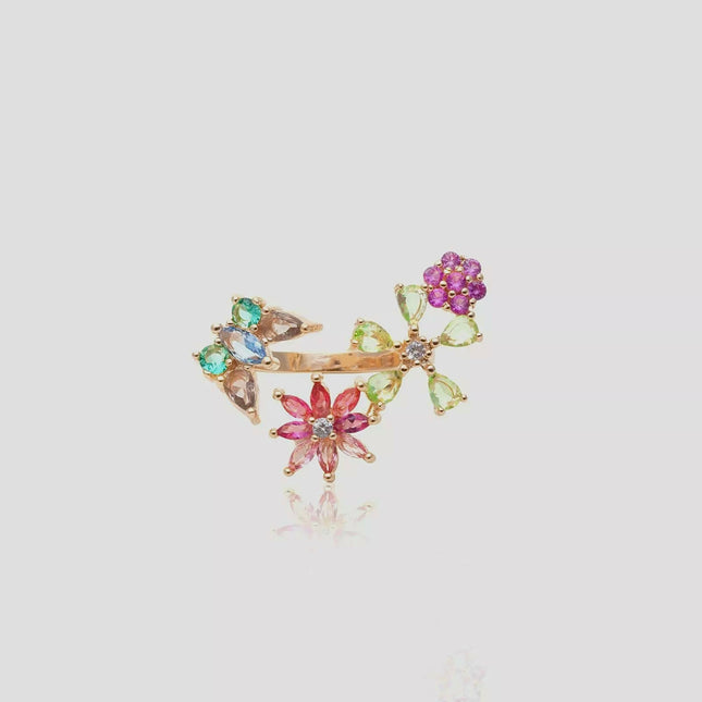 Colourful crystal mix ring