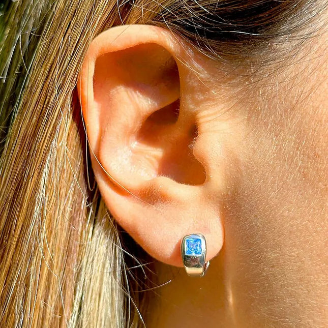 Blue London Crystal hoop earring