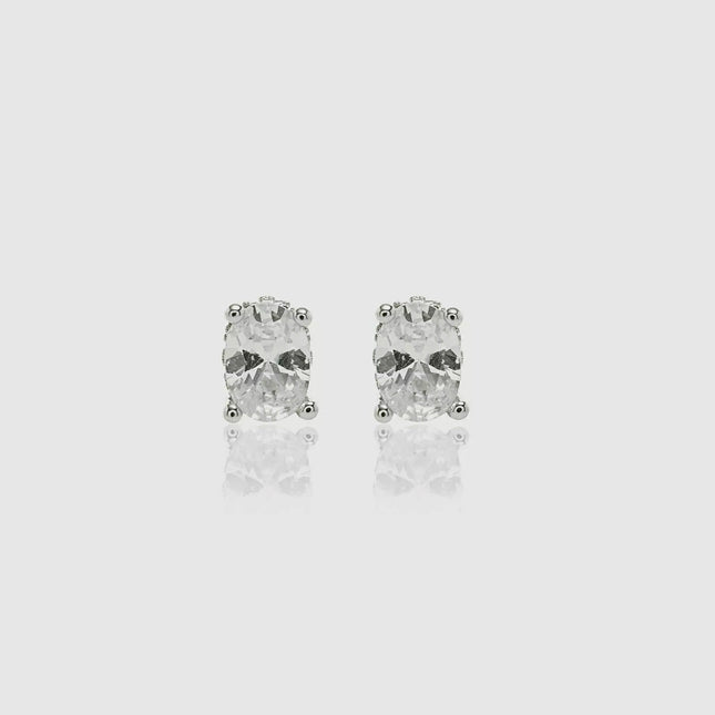 Solitaire stud oval earrings