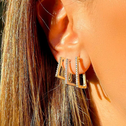 rectangle zirconia earrings
