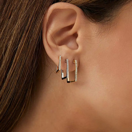 rectangle zirconia earrings