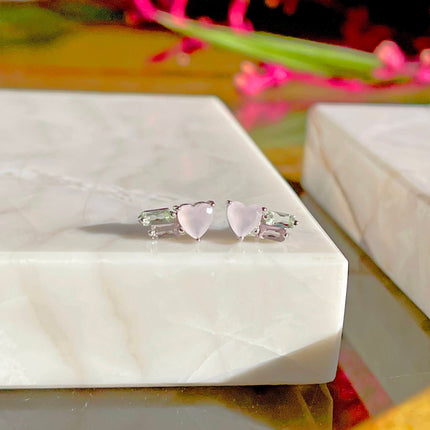 Colourful heart sterling Silver Earrings