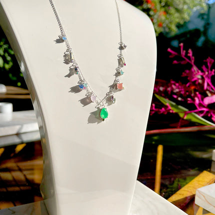 Dangling Colourful Sterling Silver Necklace