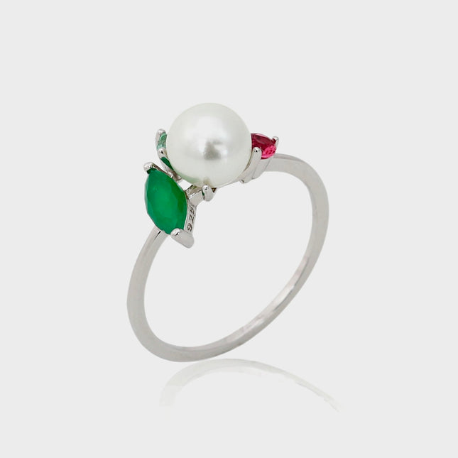 Pearls colourful ring