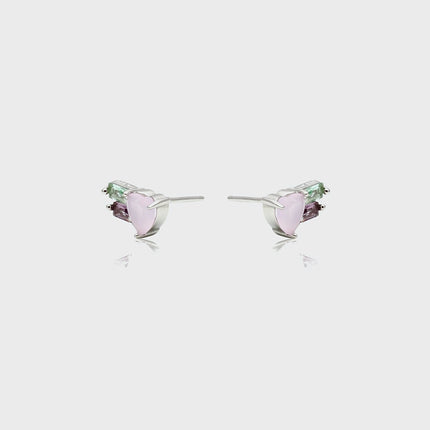 Colourful heart sterling Silver Earrings