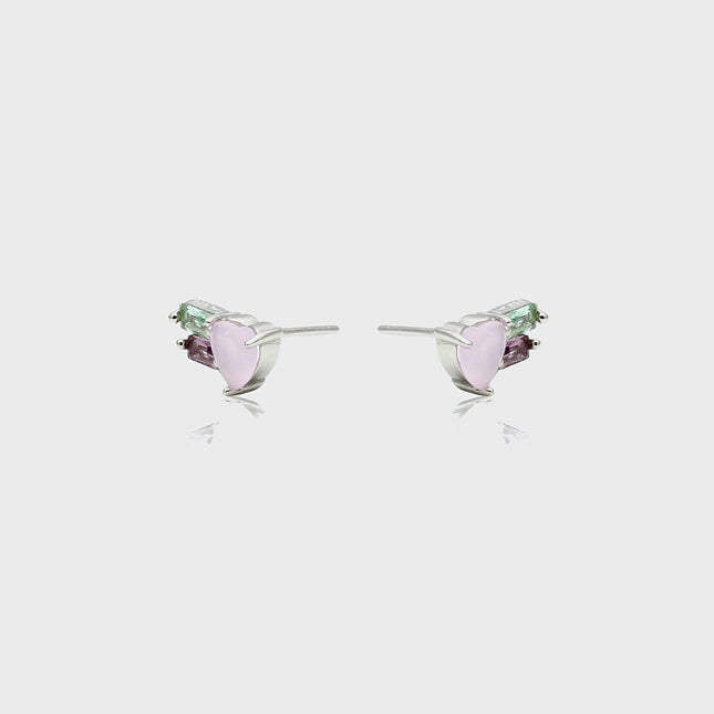 Colourful heart sterling Silver Earrings