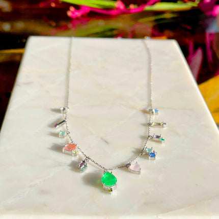 Dangling Colourful Sterling Silver Necklace