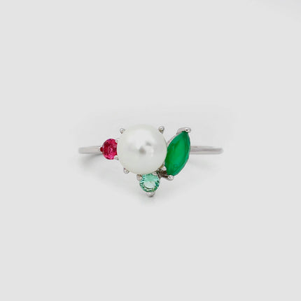 Pearls colourful ring