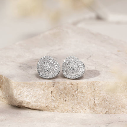 Baguette heart zirconia earrings