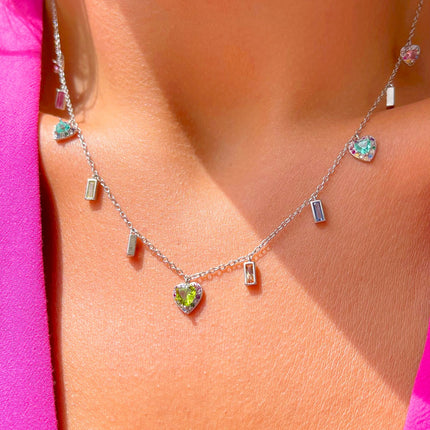 Dangling colourful necklace
