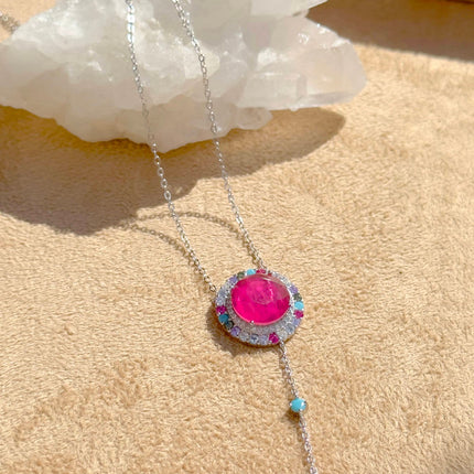 Sterling silver colourful necklace