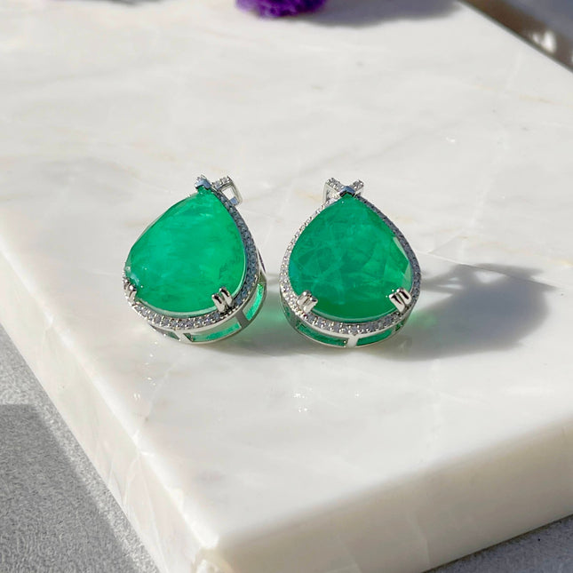 Sterling Silver Fusion tourmaline and zirconia drop earrings