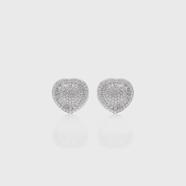 Baguette heart zirconia earrings