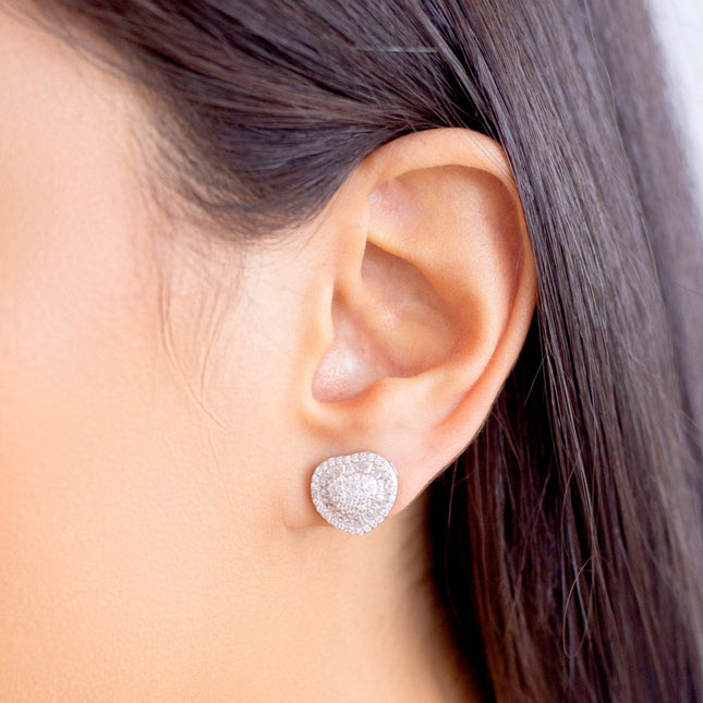 Baguette heart zirconia earrings