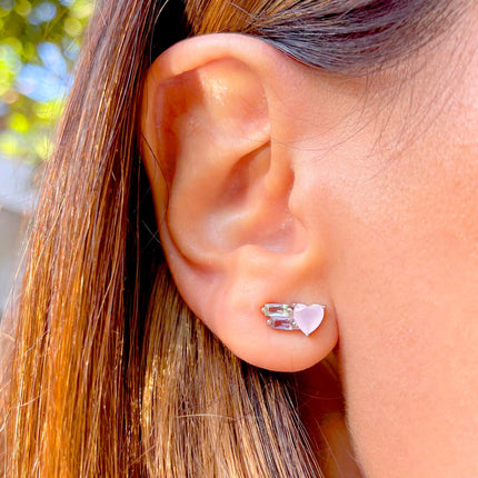 Colourful heart sterling Silver Earrings