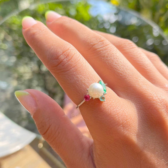 Pearls colourful ring