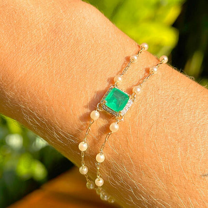 Pearls chain pendant bracelet