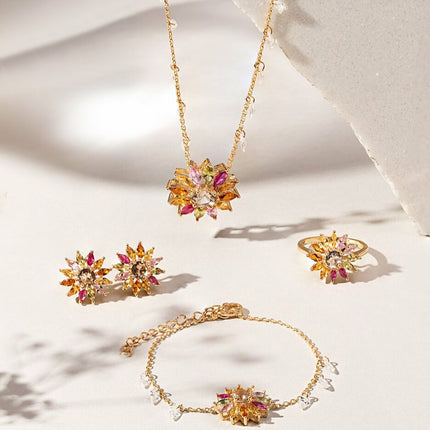 colourful crystals flower earring