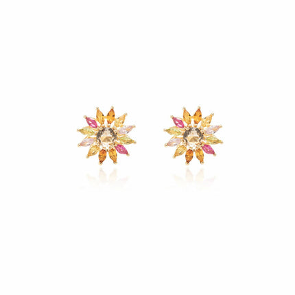colourful crystals flower earring