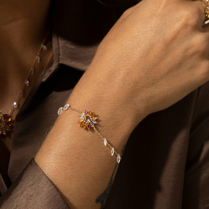Colourful crystals flower bracelet