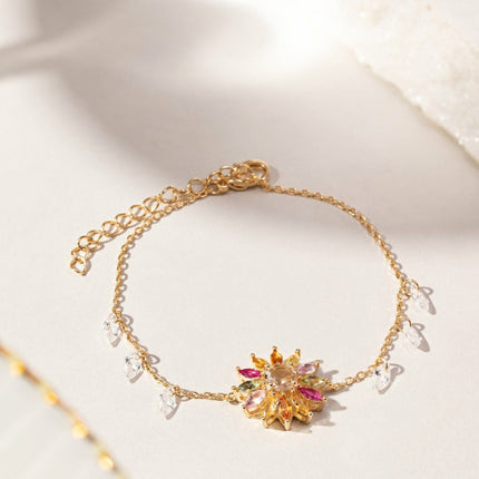 Colourful crystals flower bracelet