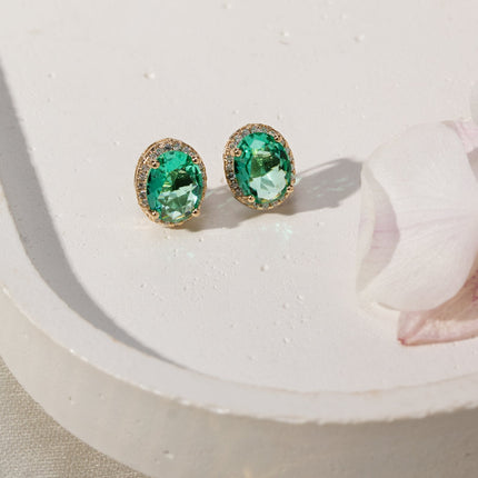 Tourmaline crystals oval set
