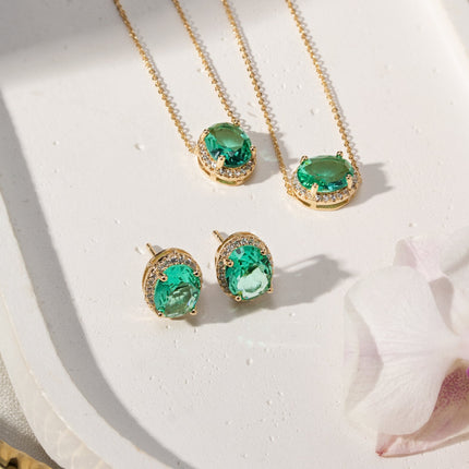 Tourmaline crystals oval set