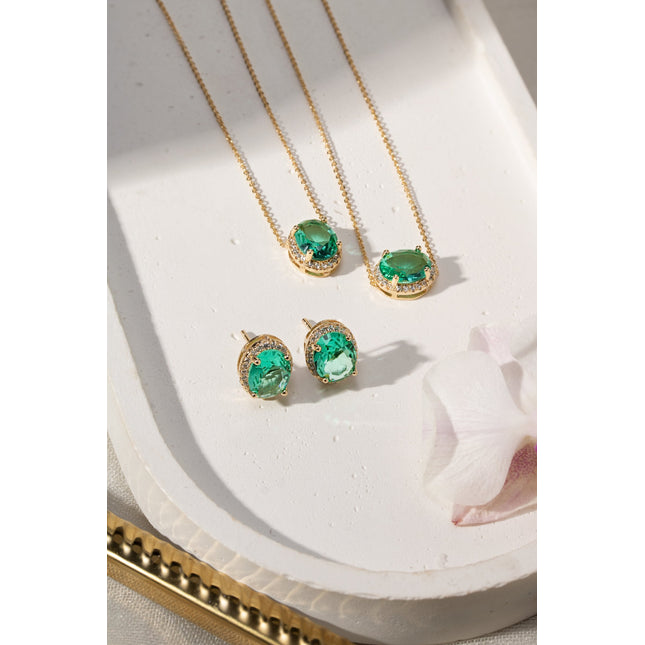 Tourmaline crystals oval set