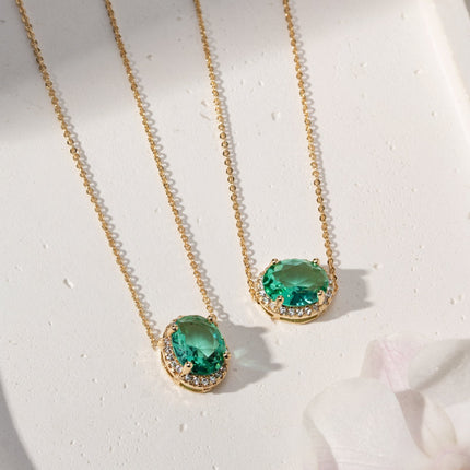 Tourmaline crystals oval set