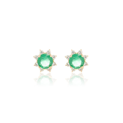 Embroidery emerald crystal earrings