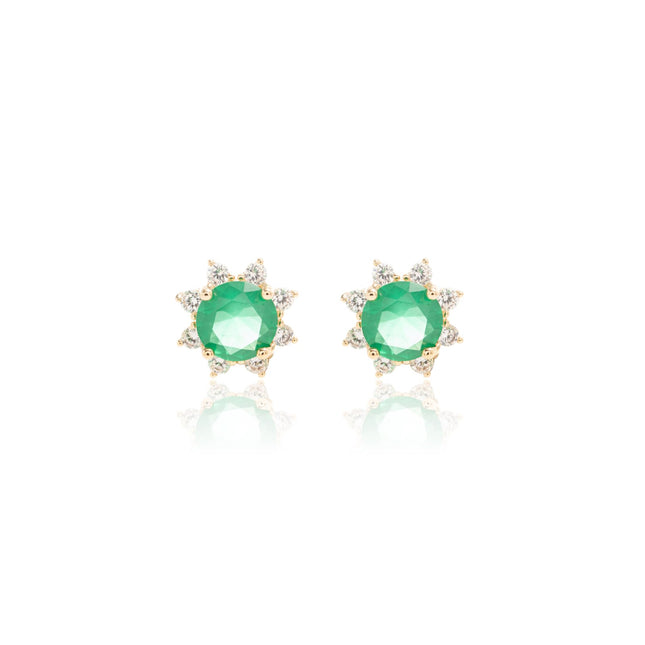 Embroidery emerald crystal earrings
