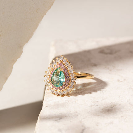 turmaline crystal drop ring
