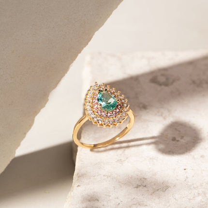 turmaline crystal drop ring