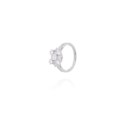 Sterling silver square zirconia studded ring